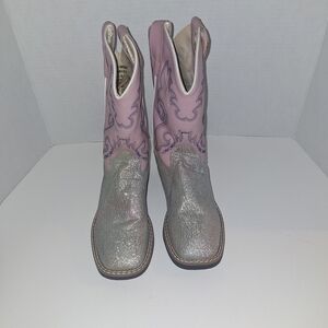 Old West Pink and Silver Kids Boots